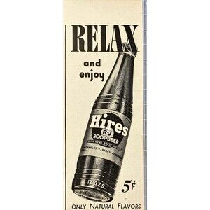 R-J Hires Rootbeer "Relax and Enjoy" Vintage Print Ad 1942